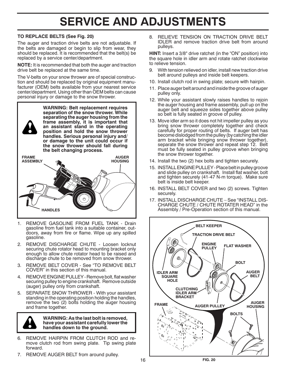 Service and adjustments | McCulloch 96192004100 User Manual | Page 16 / 42
