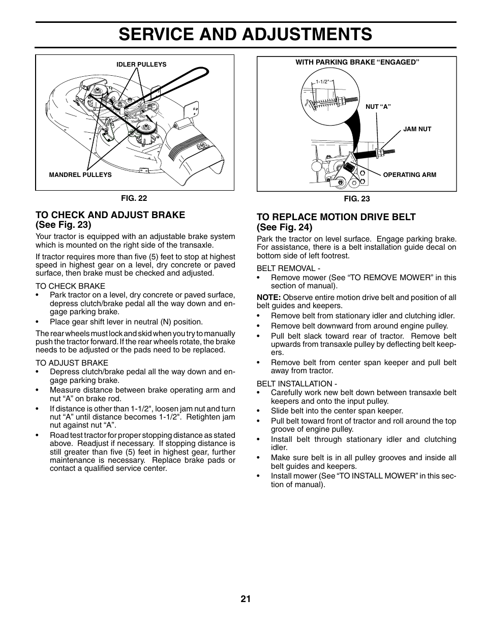 Service and adjustments | McCulloch MC17542STA User Manual | Page 21 / 44