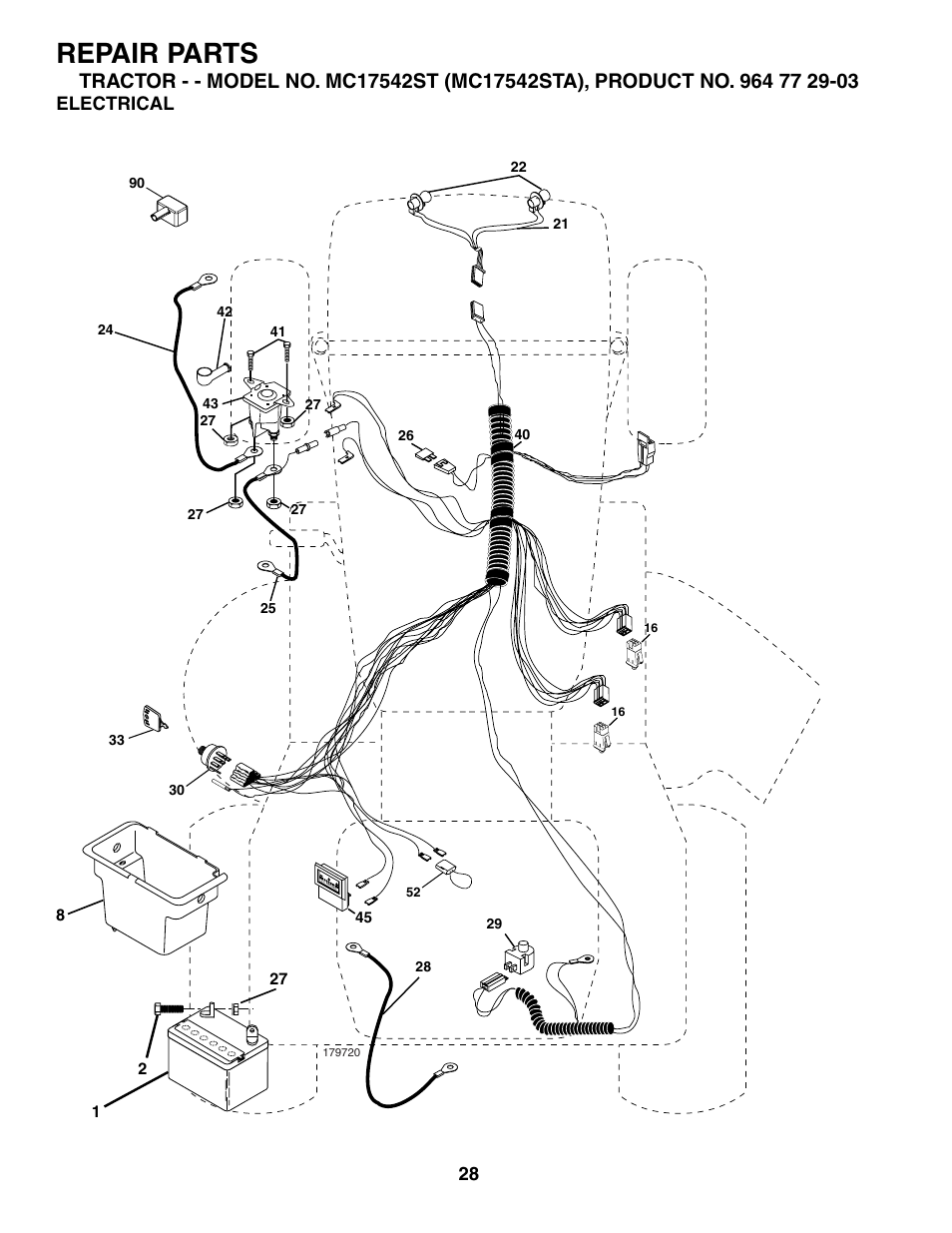 Repair parts, Electrical | McCulloch MC17542STA User Manual | Page 28 / 44