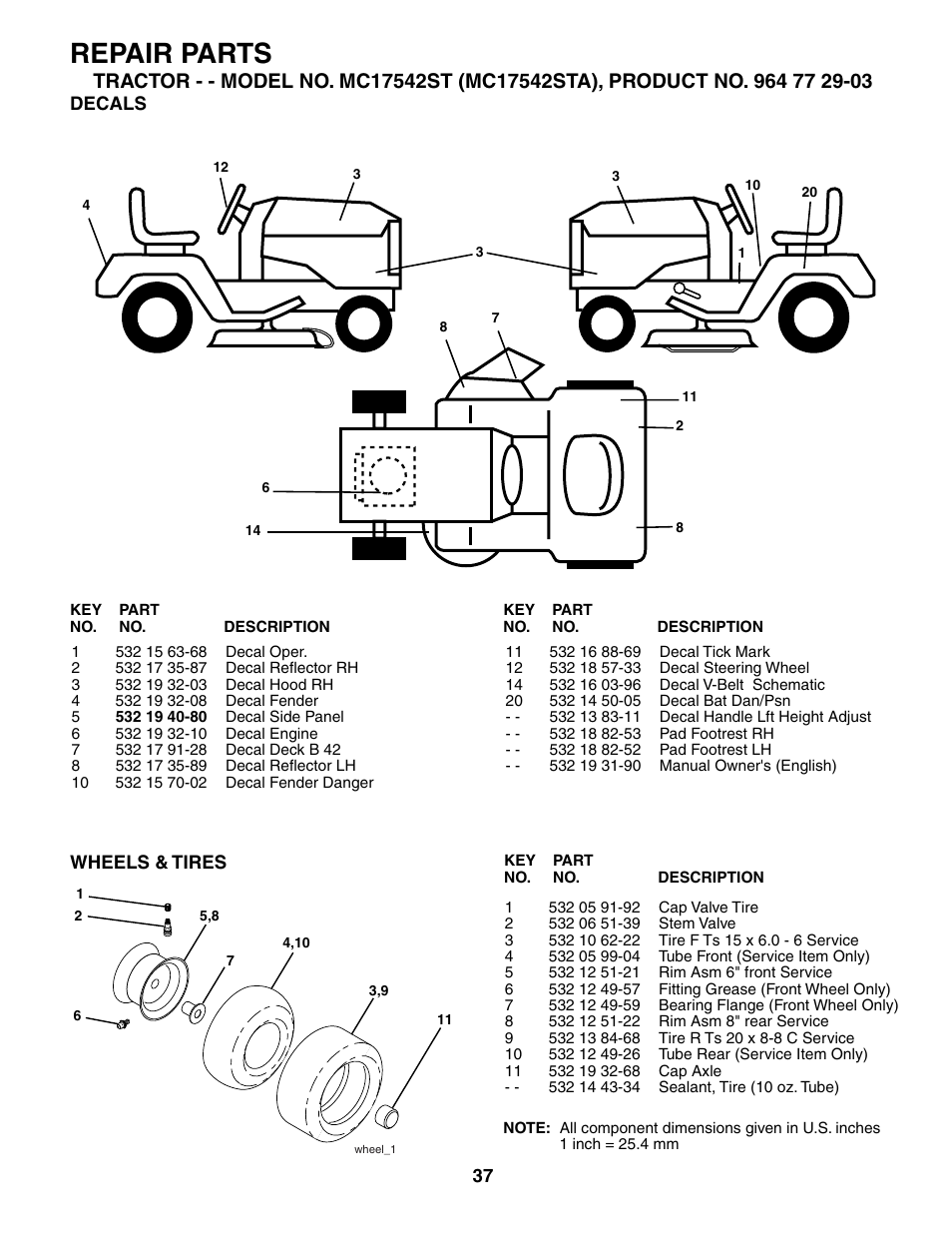 Repair parts | McCulloch MC17542STA User Manual | Page 37 / 44