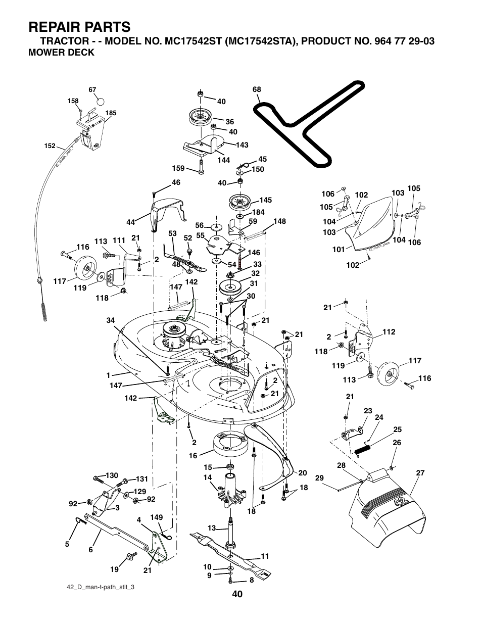 Repair parts | McCulloch MC17542STA User Manual | Page 40 / 44