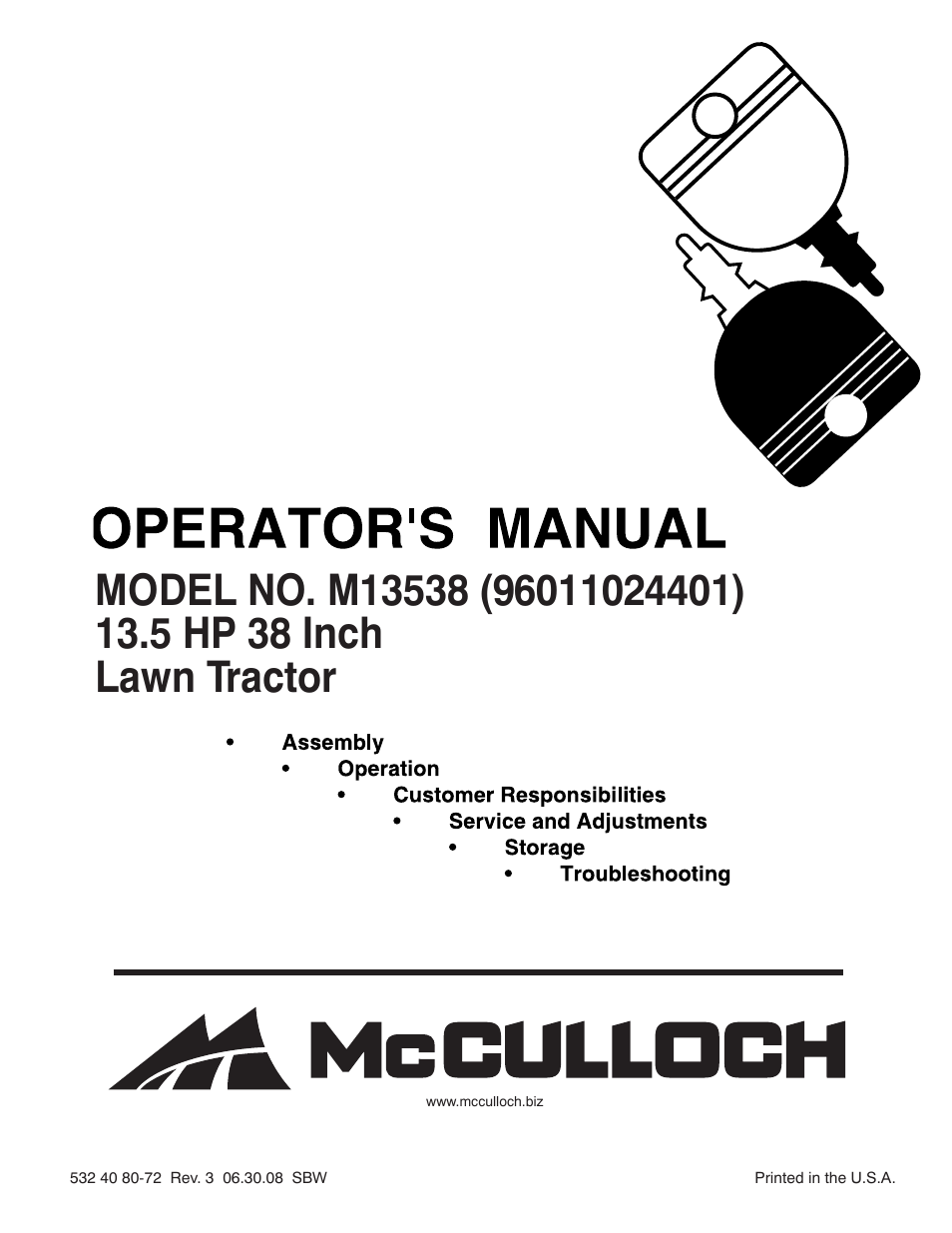 McCulloch 532 40 80-72 User Manual | 28 pages