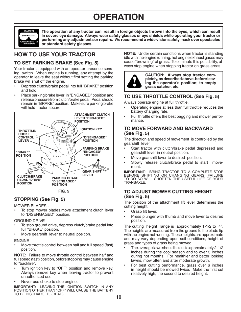Operation, How to use your tractor | McCulloch 532 40 80-72 User Manual | Page 10 / 28