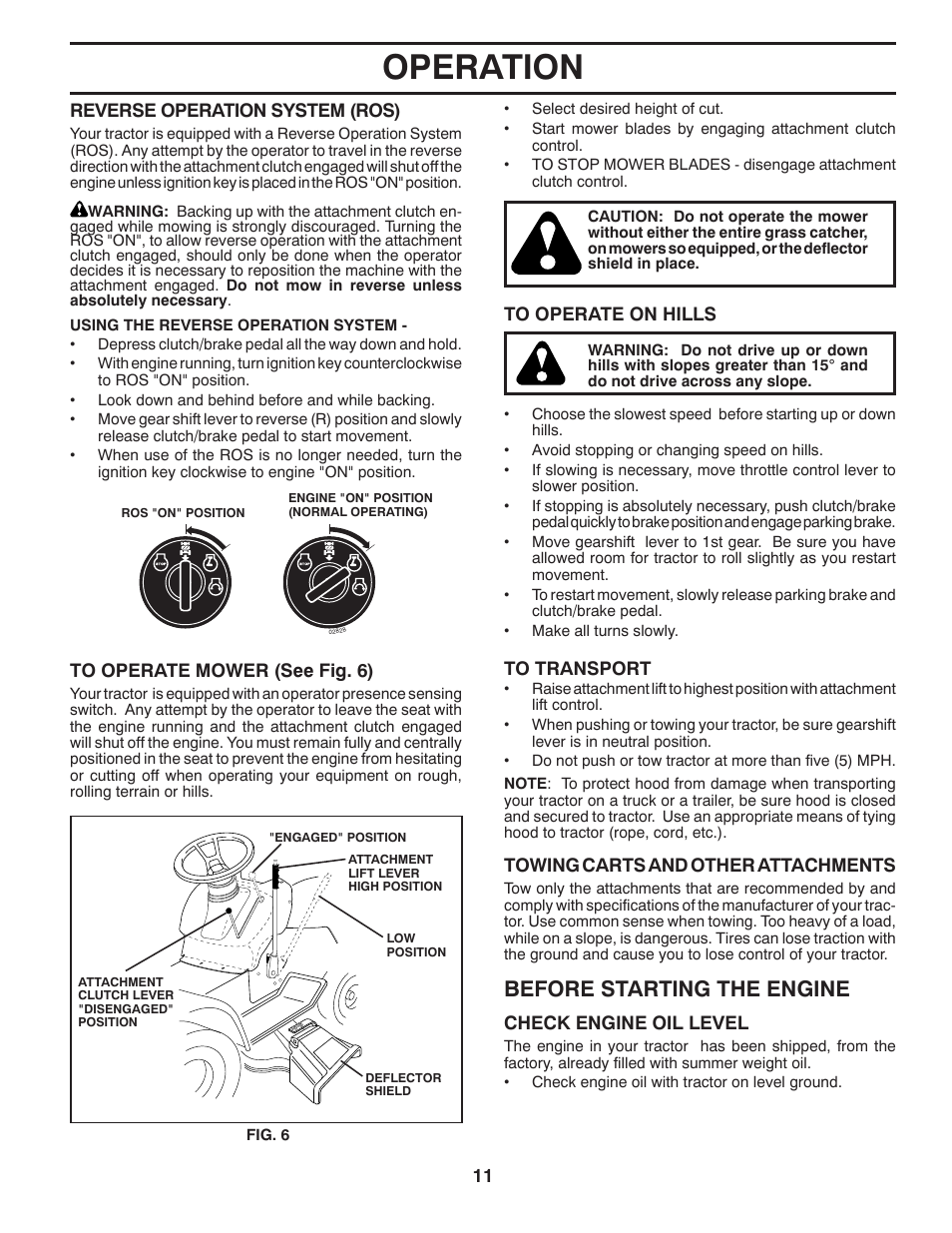 Operation, Before starting the engine | McCulloch 532 40 80-72 User Manual | Page 11 / 28