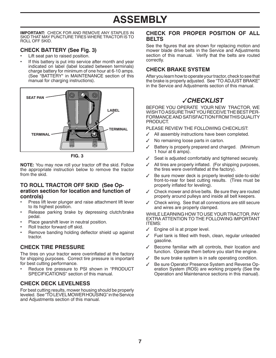Assembly, Checklist | McCulloch 532 40 80-72 User Manual | Page 7 / 28
