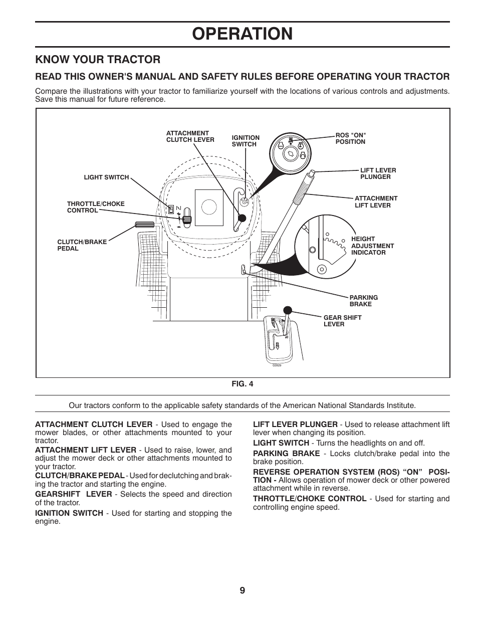 Operation, Know your tractor | McCulloch 532 40 80-72 User Manual | Page 9 / 28