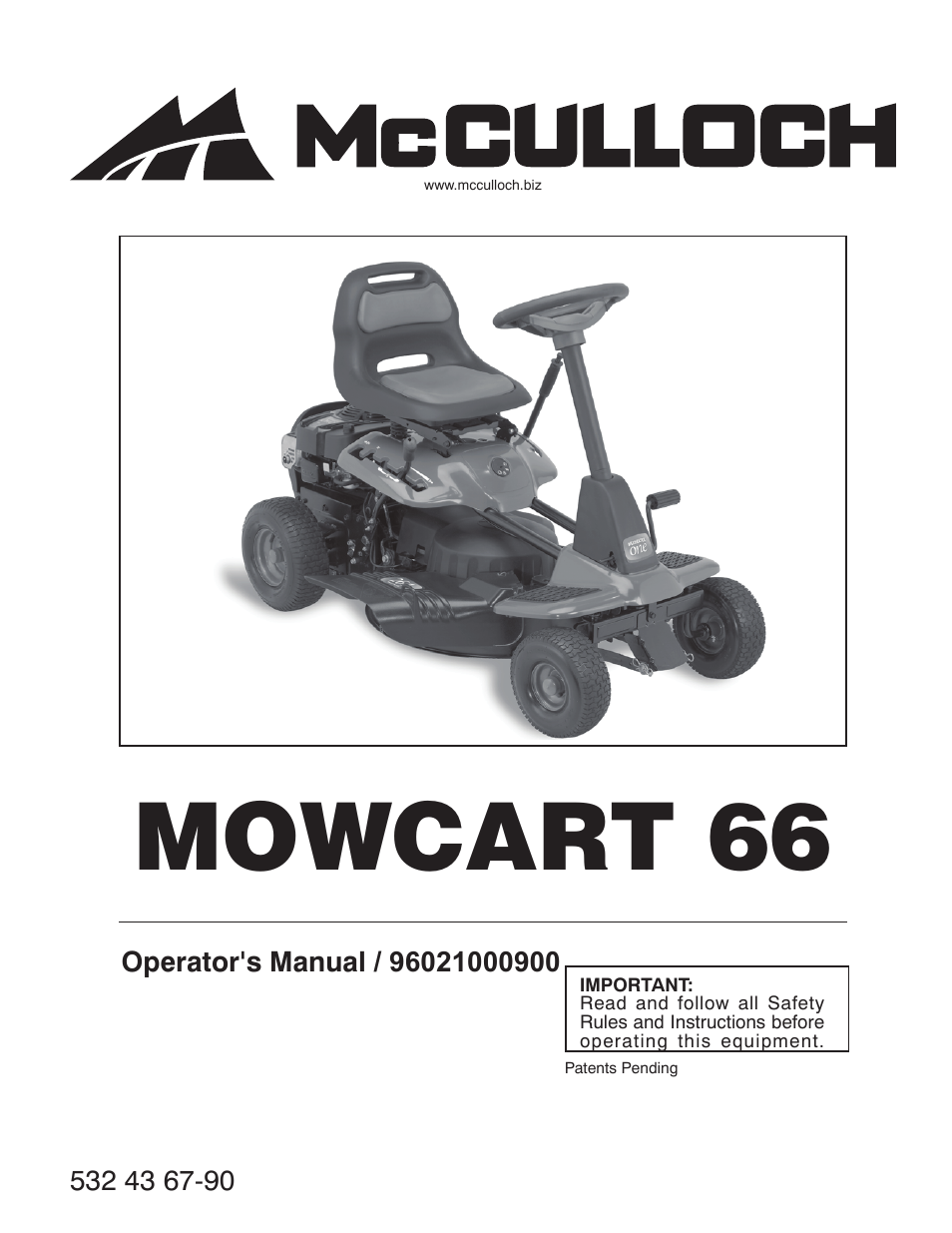 McCulloch MOWCART 66 User Manual | 24 pages