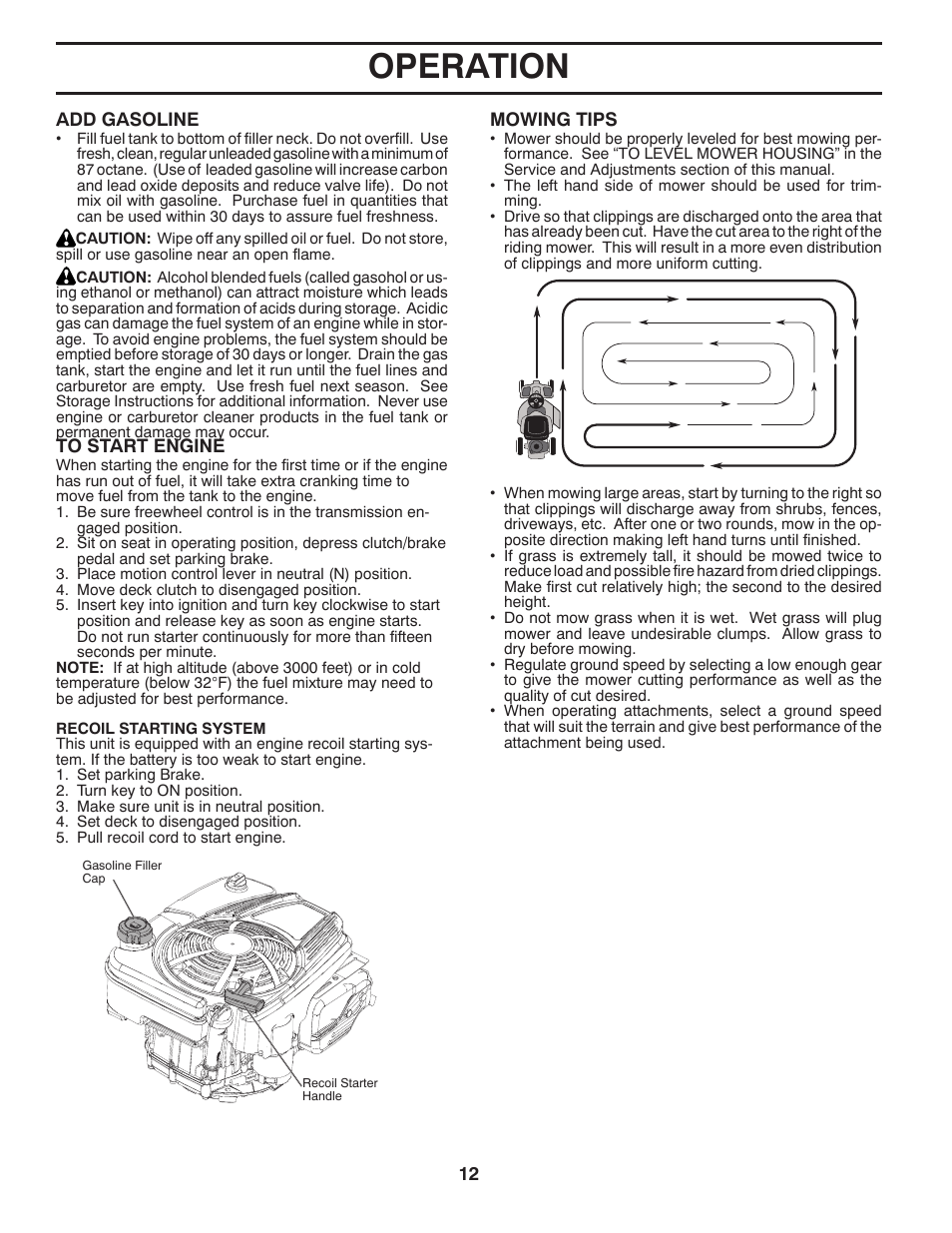 Operation | McCulloch MOWCART 66 User Manual | Page 12 / 24