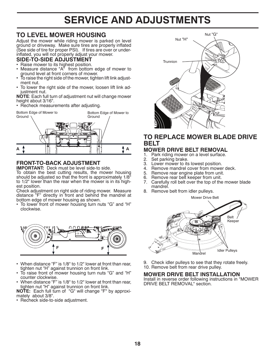 Service and adjustments | McCulloch MOWCART 66 User Manual | Page 18 / 24