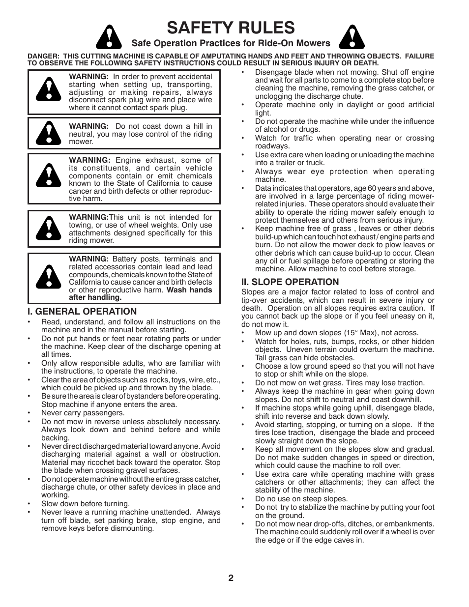 Safety rules | McCulloch MOWCART 66 User Manual | Page 2 / 24