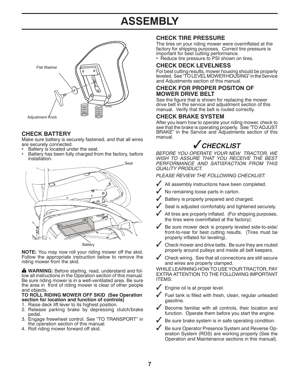 Assembly, Checklist | McCulloch MOWCART 66 User Manual | Page 7 / 24