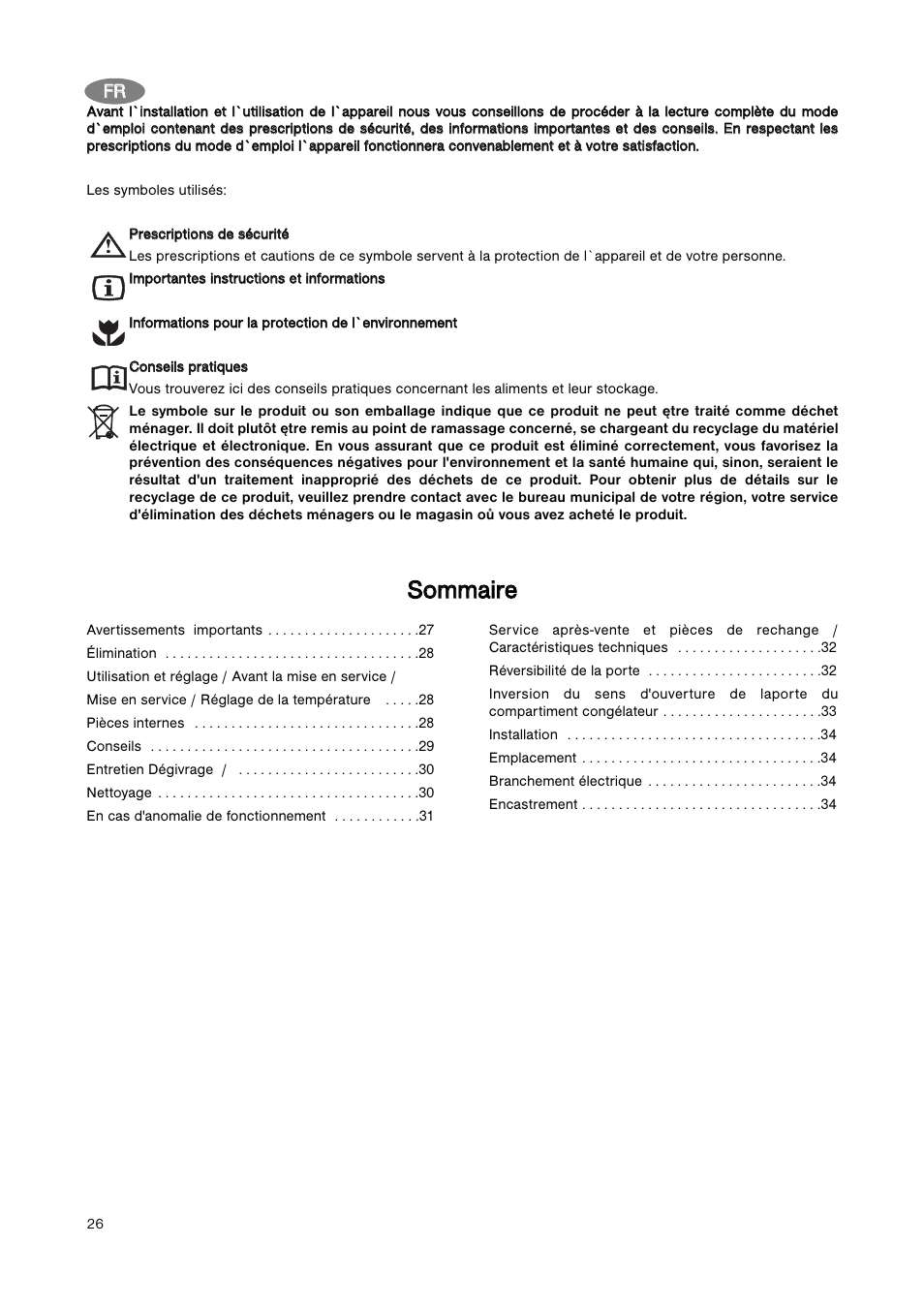 Sso om mm ma aiirre e, Ffr r | Zanussi ZBA 3154A User Manual | Page 26 / 64