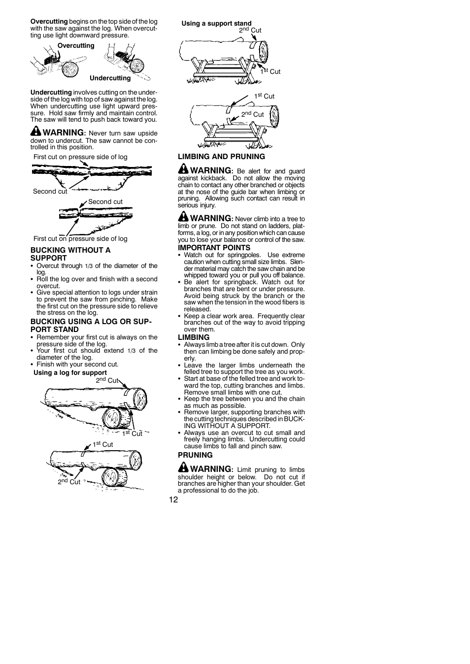 Warning | McCulloch MAC 838 User Manual | Page 12 / 20
