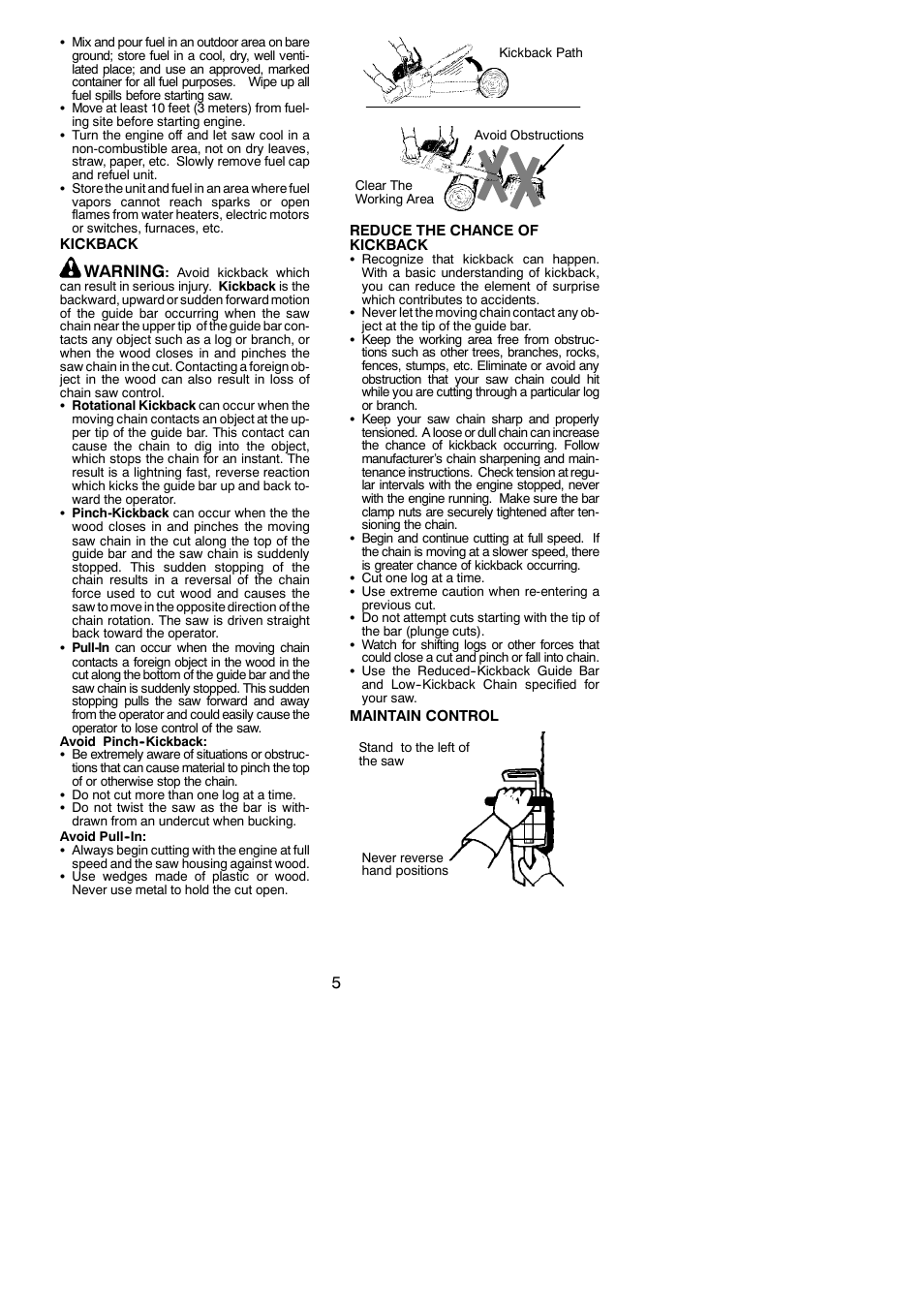 Warning | McCulloch MAC 838 User Manual | Page 5 / 20
