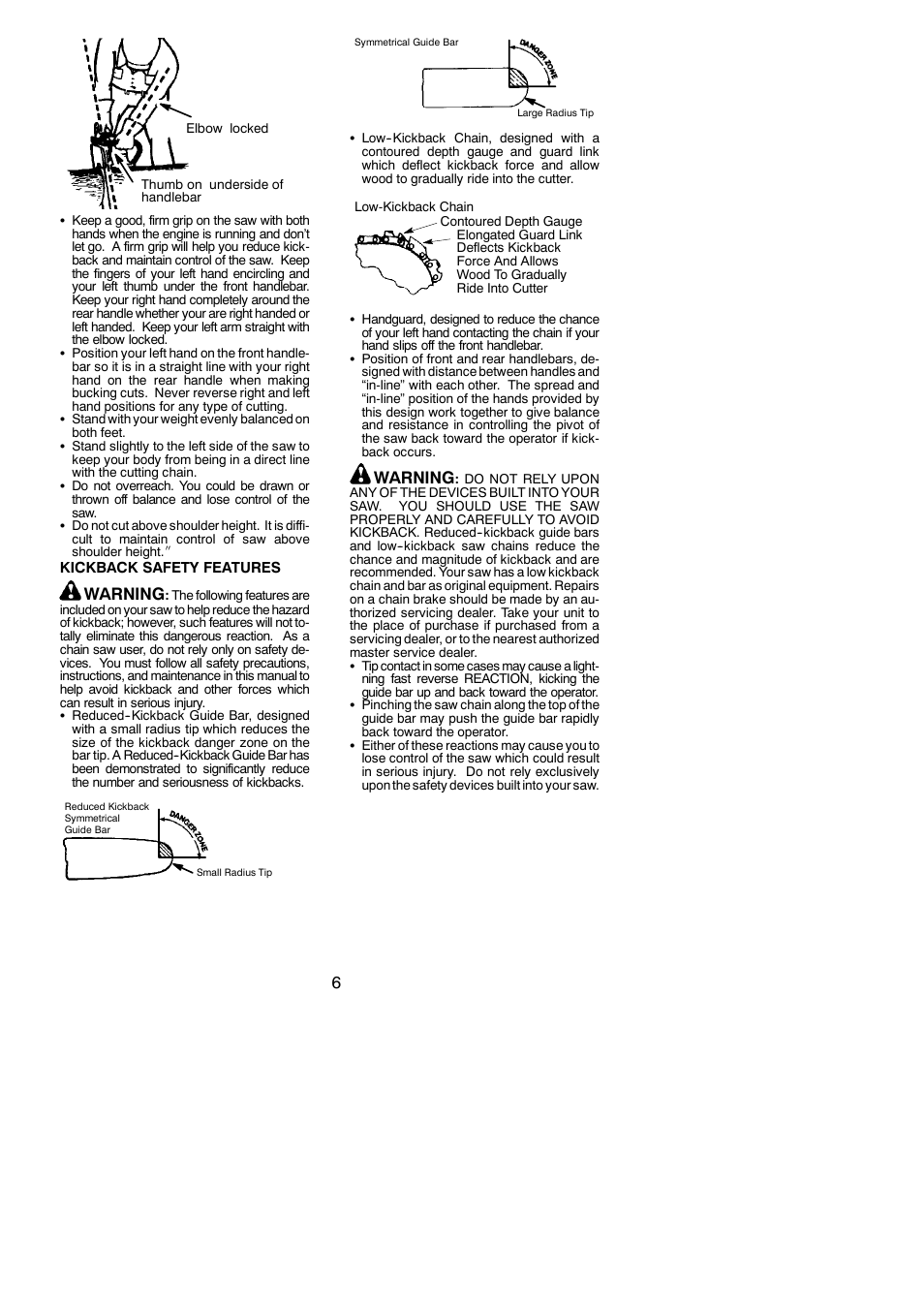 Warning | McCulloch MAC 838 User Manual | Page 6 / 20