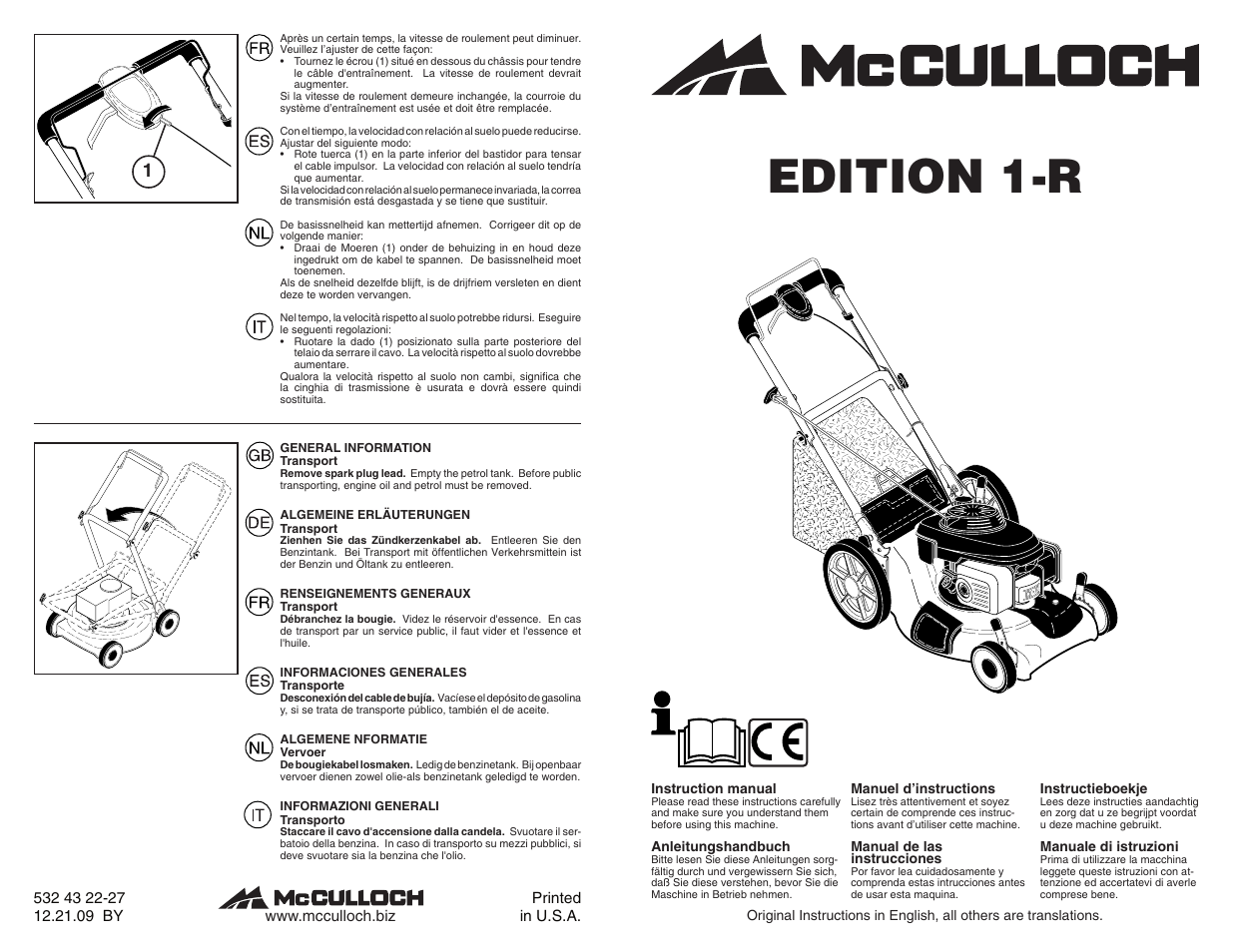 McCulloch Edition 1-R User Manual | 10 pages