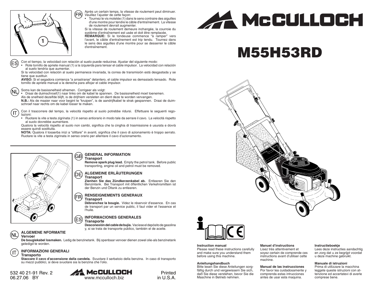 McCulloch M55H53RD User Manual | 10 pages