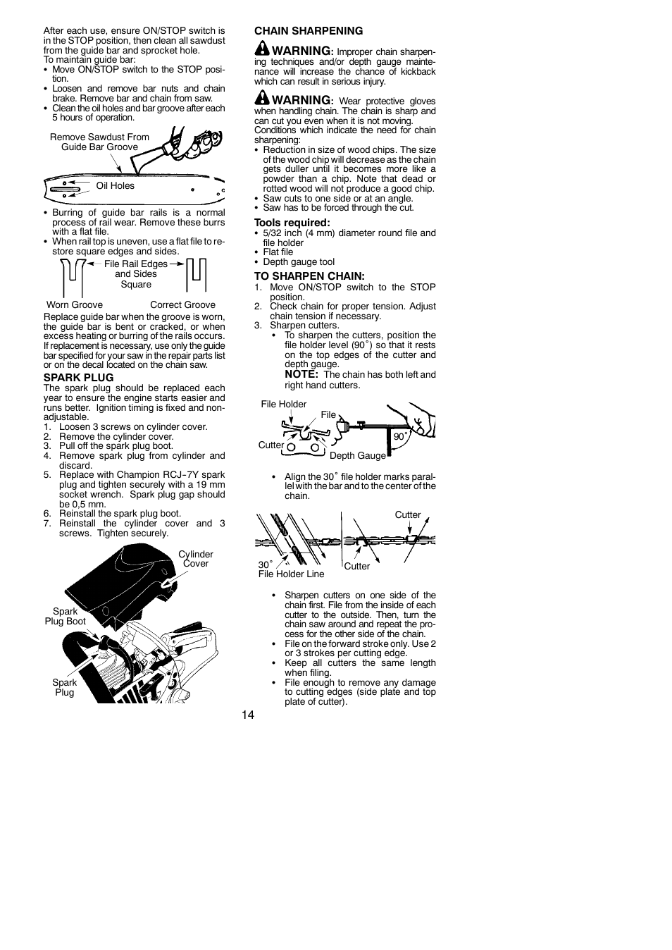 Warning | McCulloch MAC 842 User Manual | Page 14 / 17