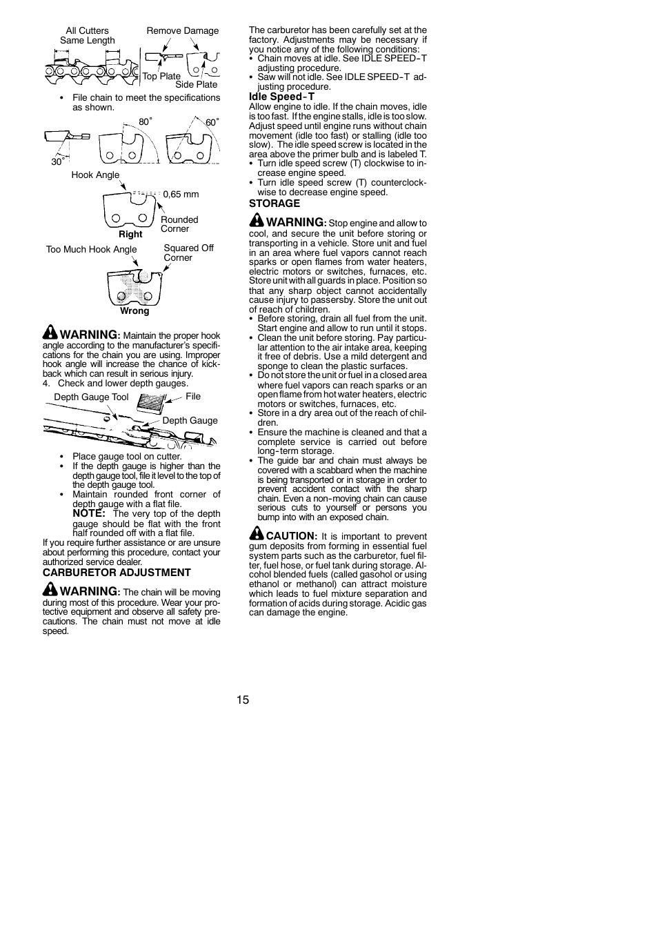 Warning | McCulloch MAC 842 User Manual | Page 15 / 17