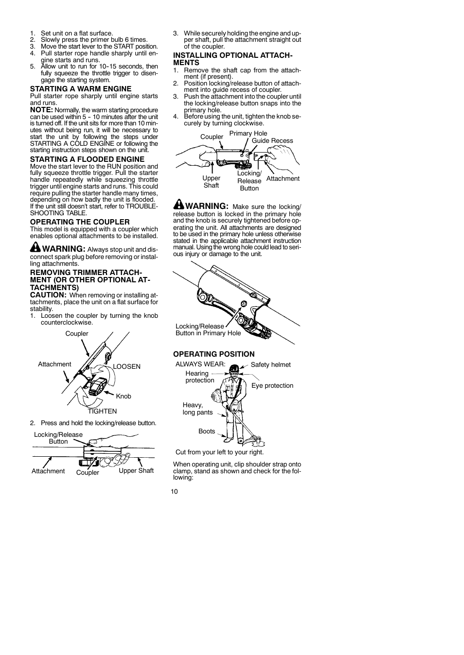 Warning | McCulloch Cabrio 115306026 User Manual | Page 10 / 21