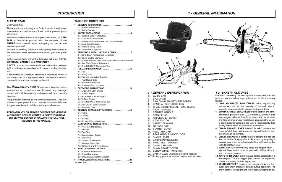 McCulloch TM502 User Manual | Page 3 / 64