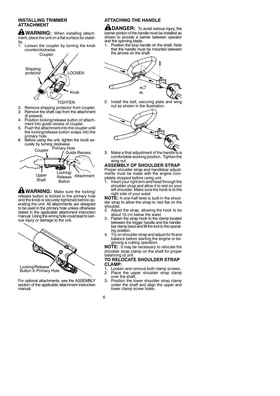 Warning, Danger | McCulloch Cabrio 115249726 User Manual | Page 6 / 21