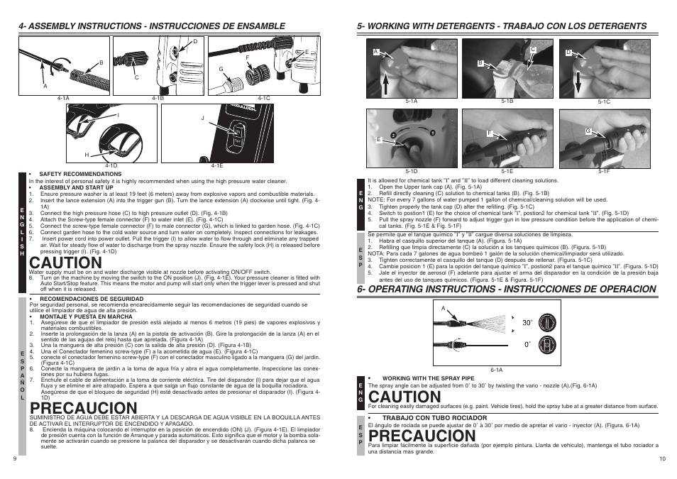 Caution, Precaucion, Assembly instructions - instrucciones de ensamble | McCulloch 7096-H18A01 User Manual | Page 6 / 7