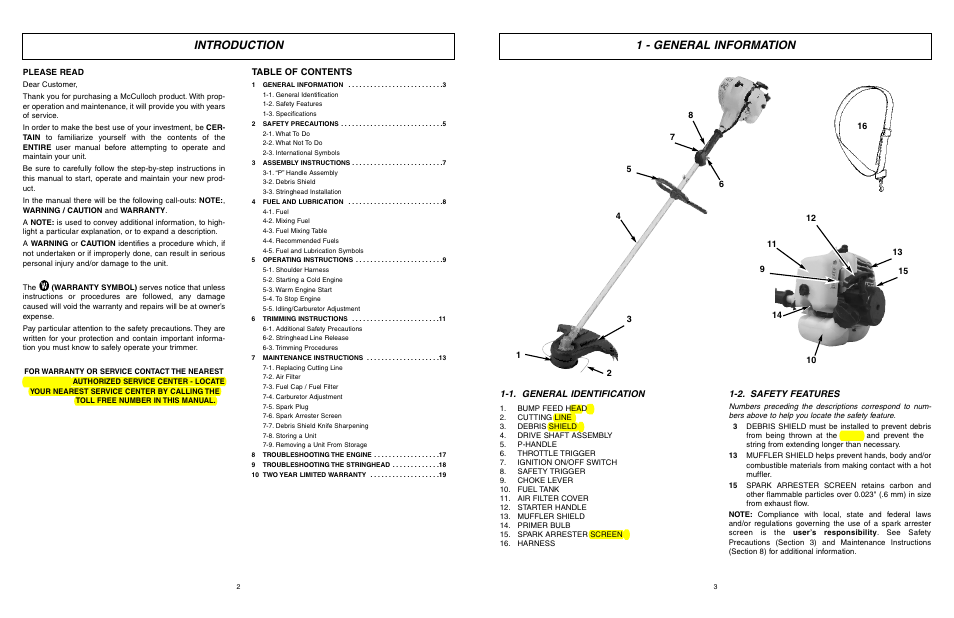 McCulloch MCT3362VB User Manual | Page 2 / 10