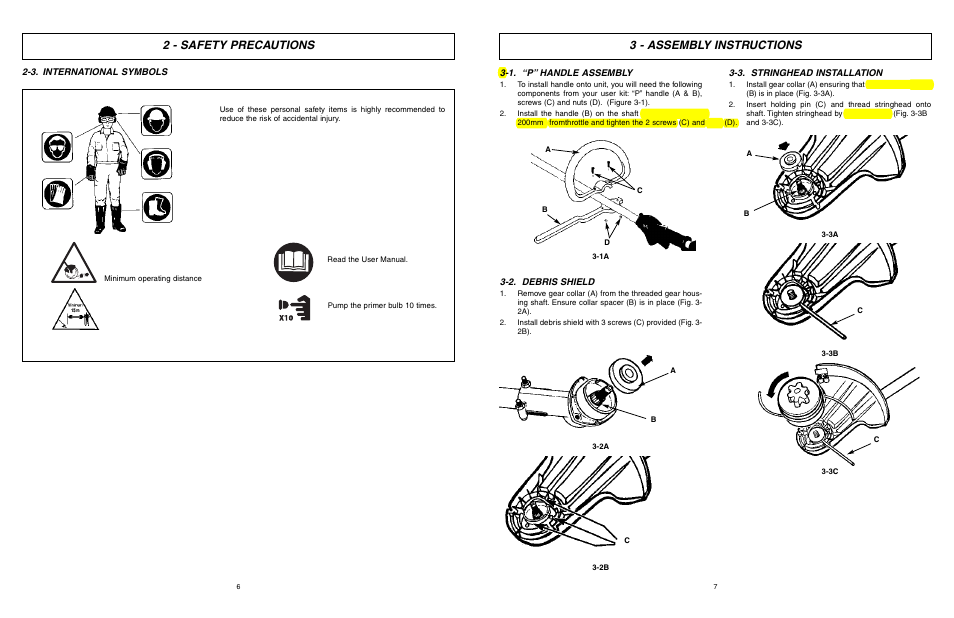 2 - safety precautions 3 - assembly instructions | McCulloch MCT3362VB User Manual | Page 4 / 10