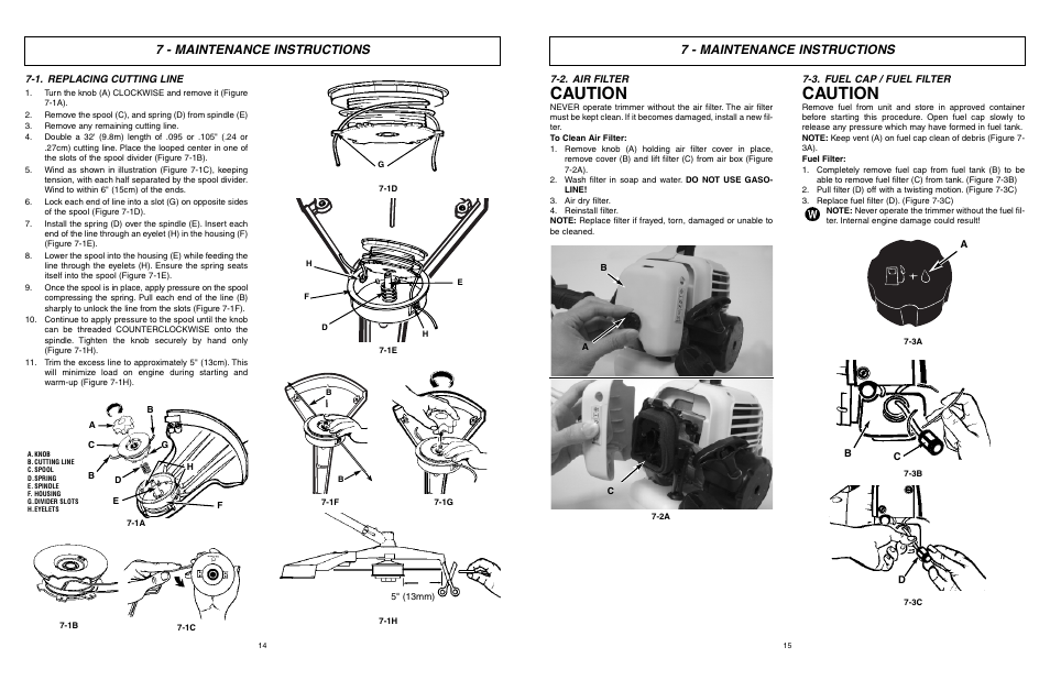 Caution, 7 - maintenance instructions | McCulloch MCT3362VB User Manual | Page 8 / 10