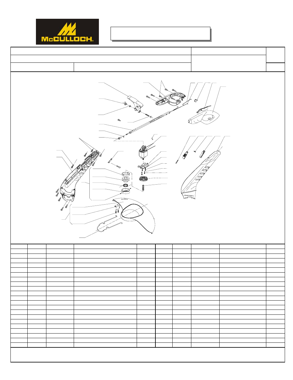 Iplmct2027.pdf, Draw, 12" string trimmer | Model no. mct2027, Service spare parts list, Specify model no. when ordering parts date | McCulloch MCT2027 User Manual | Page 22 / 22