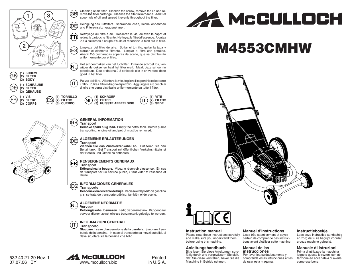 McCulloch M4553CMHW User Manual | 10 pages