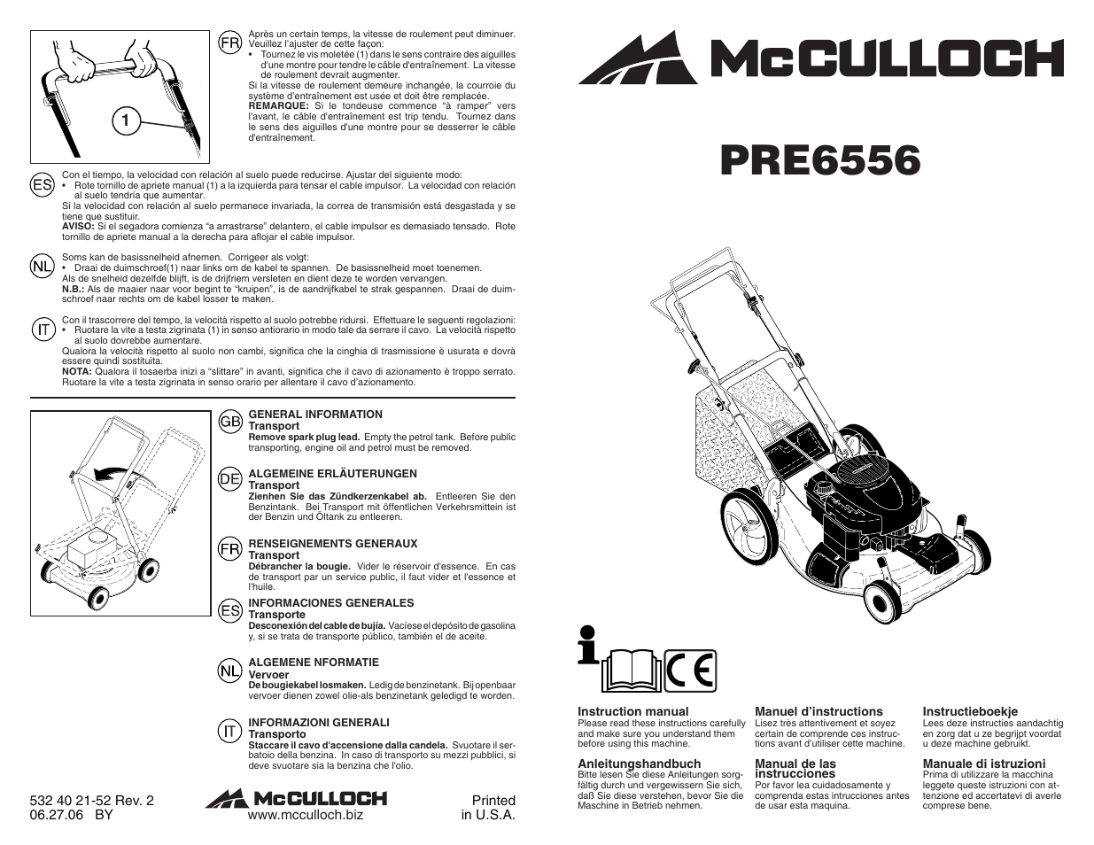 McCulloch PRE6556 User Manual | 10 pages