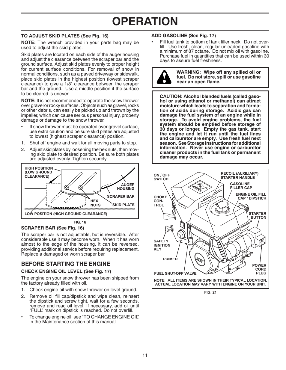 Operation, Before starting the engine | McCulloch 96192004001 User Manual | Page 11 / 40
