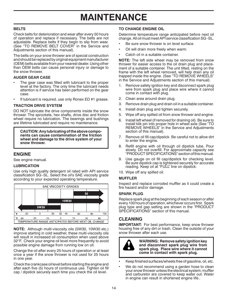 Maintenance | McCulloch 96192004001 User Manual | Page 14 / 40