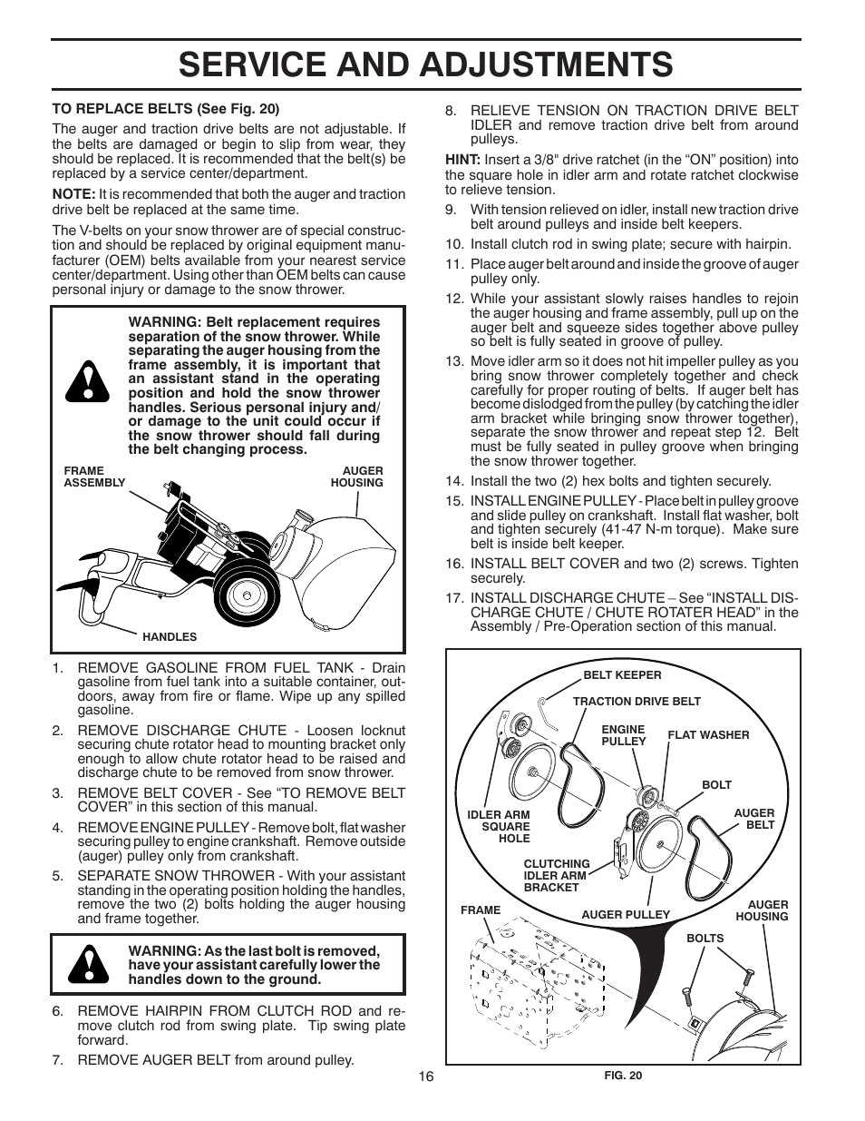 Service and adjustments | McCulloch 96192004001 User Manual | Page 16 / 40