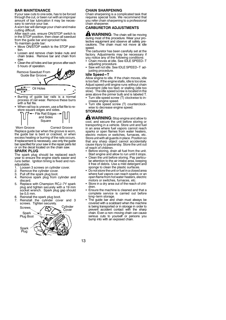 Warning | McCulloch MAC 316 XT User Manual | Page 13 / 15