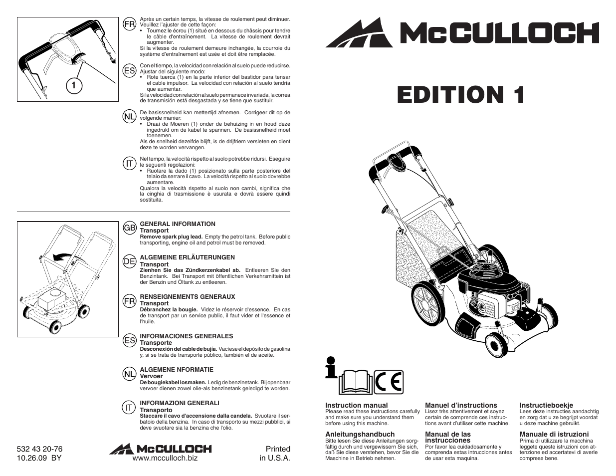 McCulloch Edition 96141023400 User Manual | 10 pages