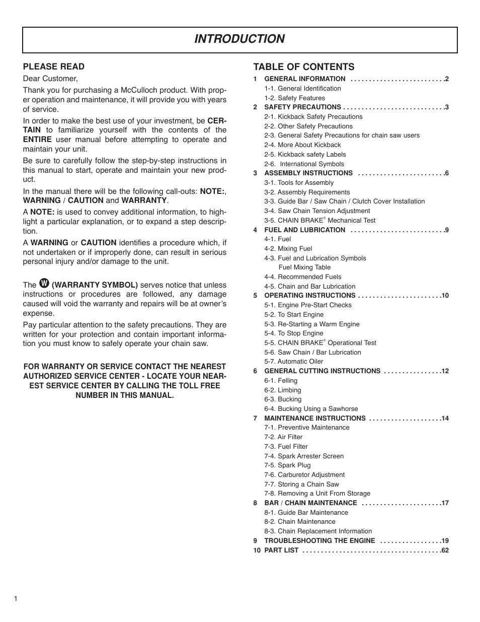 McCulloch MS4016PAVCC User Manual | Page 2 / 64
