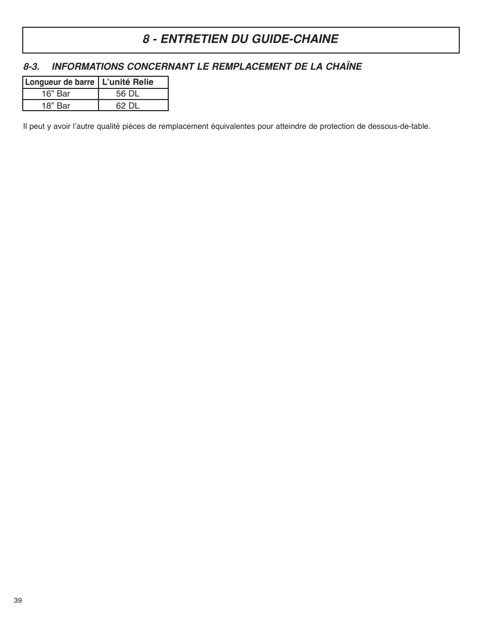 8 - entretien du guide-chaine | McCulloch MS4016PAVCC User Manual | Page 40 / 64