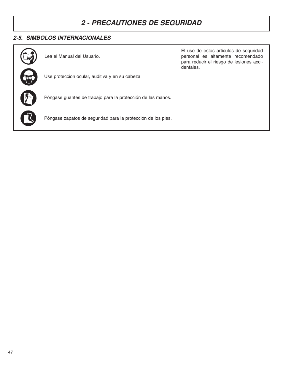 2 - precautiones de seguridad | McCulloch MS4016PAVCC User Manual | Page 48 / 64