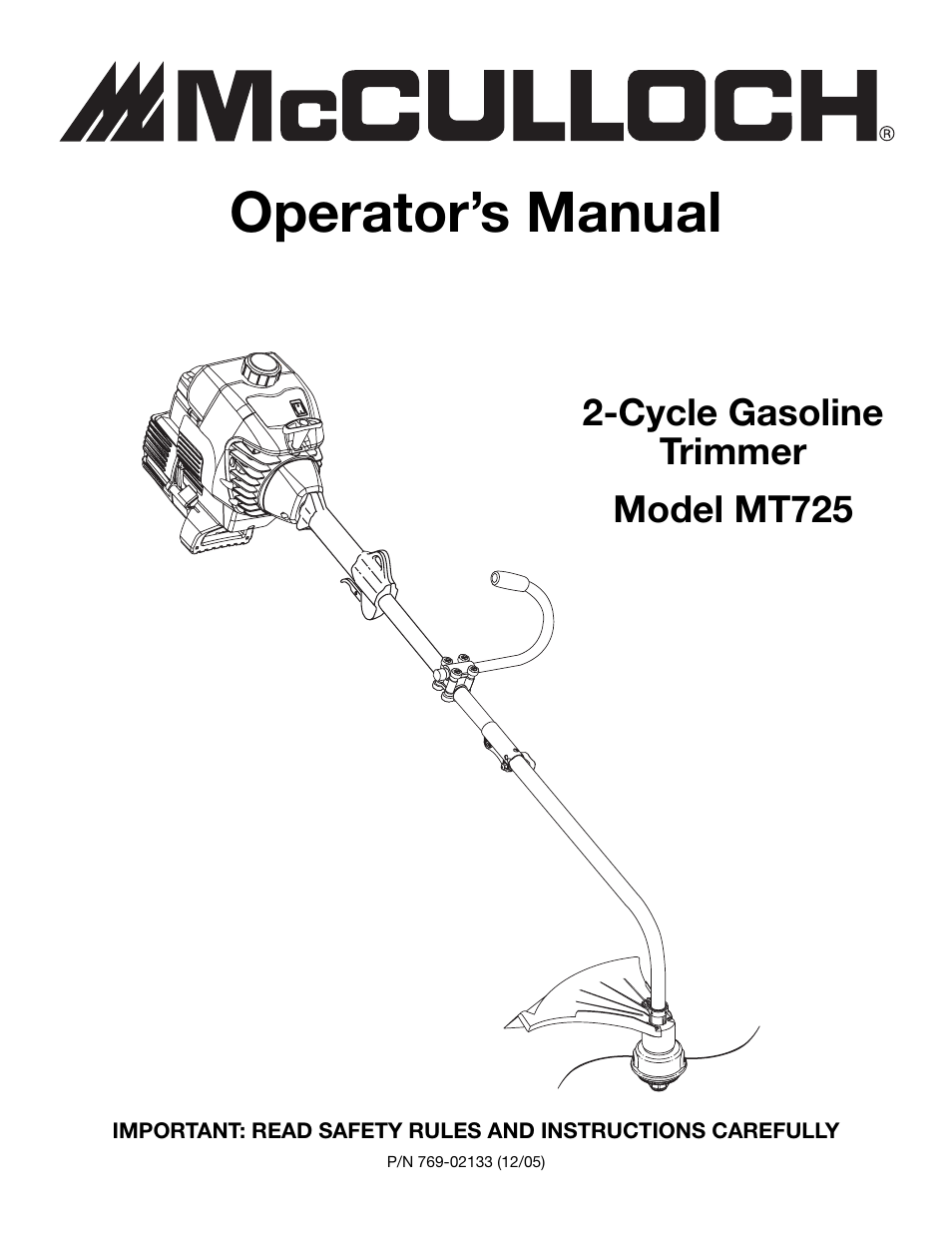 McCulloch MT725 User Manual | 72 pages