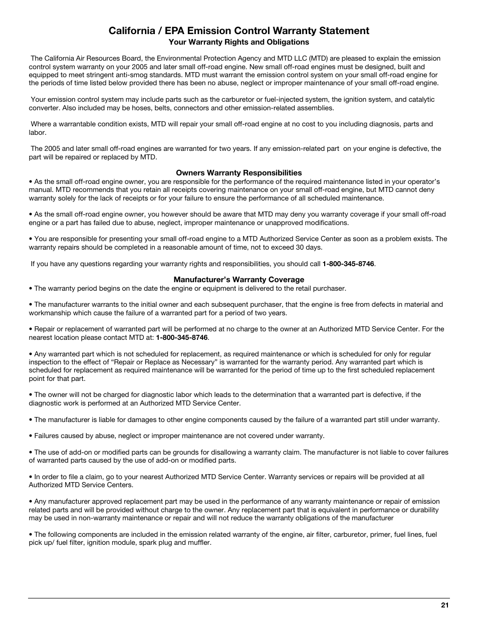 McCulloch MT725 User Manual | Page 21 / 72