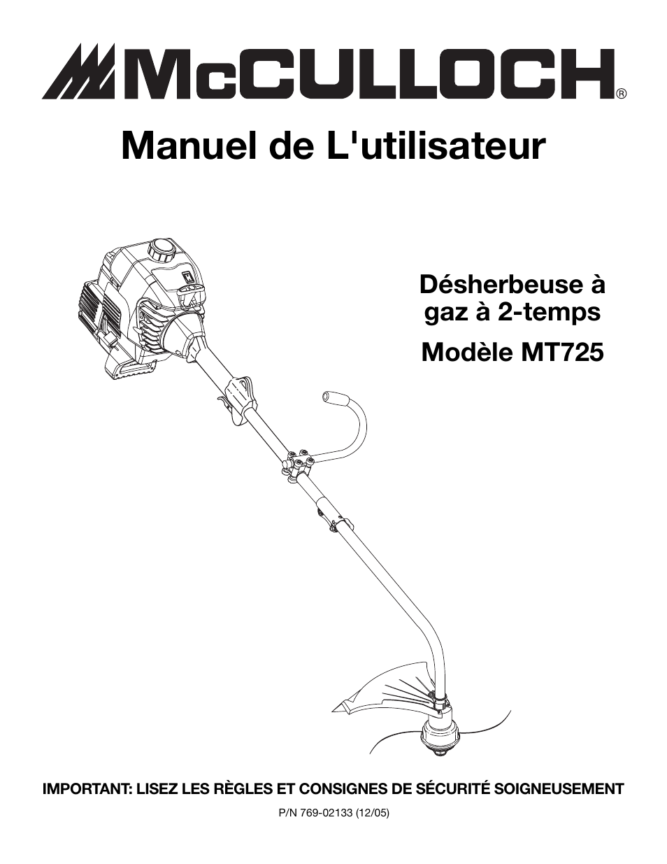 Manuel de l'utilisateur | McCulloch MT725 User Manual | Page 23 / 72