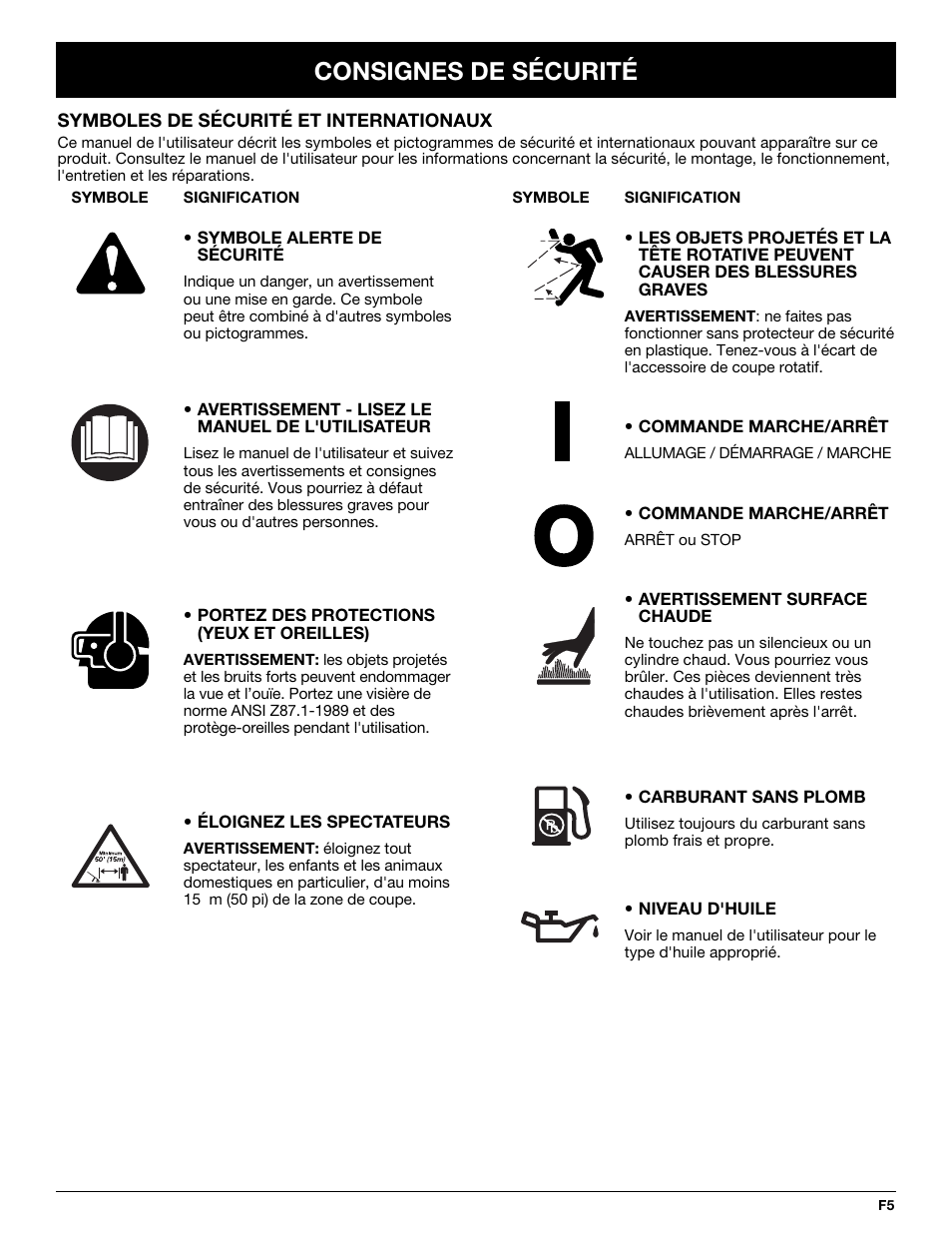 Consignes de sécurité | McCulloch MT725 User Manual | Page 27 / 72