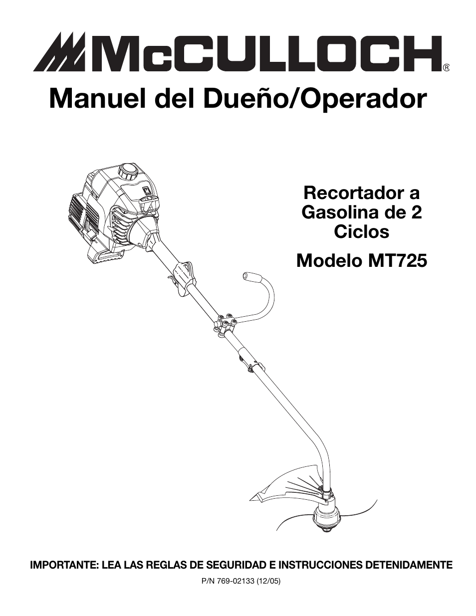 Manuel del dueño/operador | McCulloch MT725 User Manual | Page 45 / 72