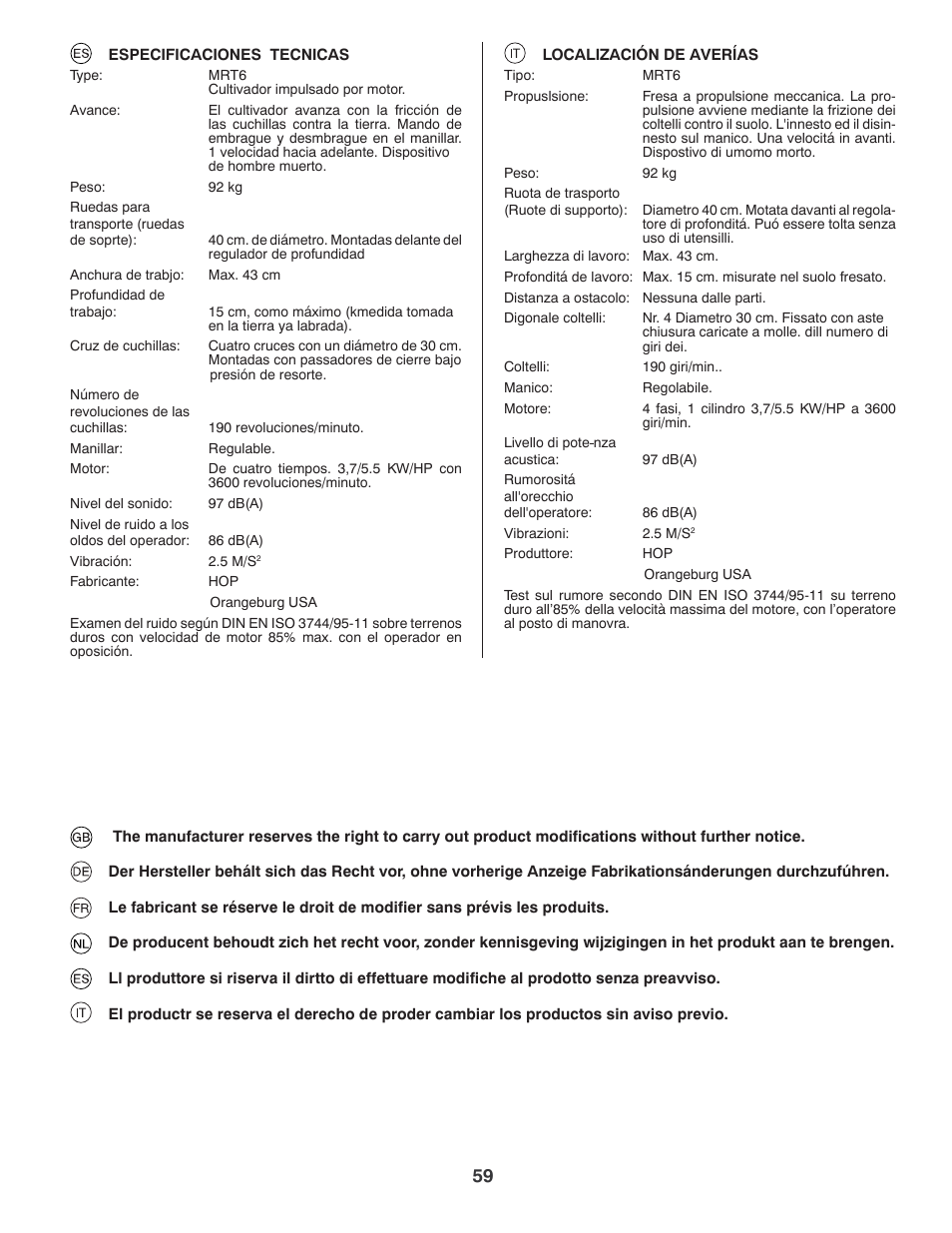 McCulloch MRT6 User Manual | Page 59 / 60