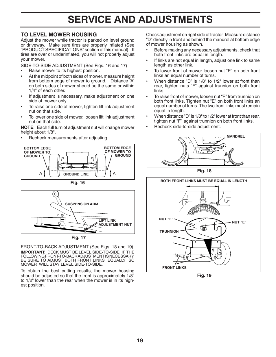 Service and adjustments | McCulloch MC18542LT User Manual | Page 19 / 28