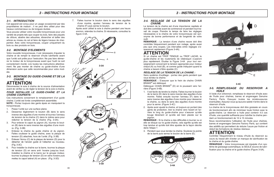 Attention, 3 - instructions pour montage | McCulloch MCC4516FC User Manual | Page 16 / 32