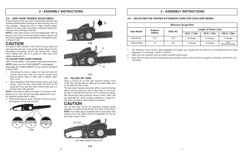 Caution, 3 - assembly instructions | McCulloch MCC4516FC User Manual | Page 6 / 32